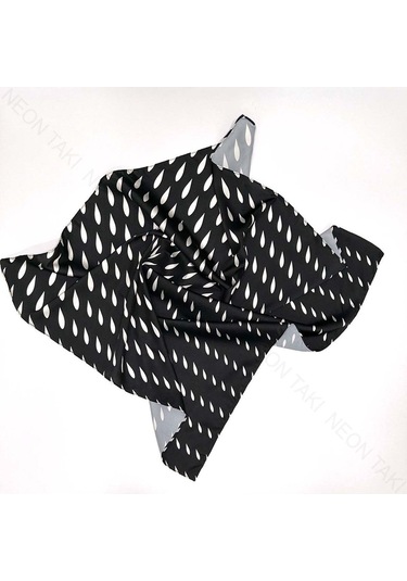 Siyah Fon, Beyaz Damlalar, Fular 6, 57cmx55cm Siyah Beyaz
