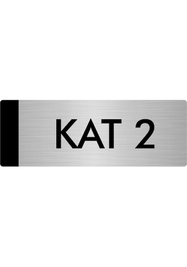 Metal Yönlendirme Levhası, Departman Kapı Isimliği Kat 2 10x20 Cm Gümüş Renk