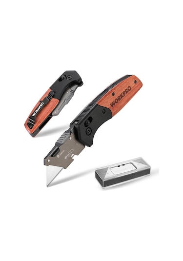 Workpro Wp211035 Ağır Hizmet Çelik/ahşap Gövde Katlanır Rötuş Maket Bıçağı + 11 Adet Yedek Bıçak