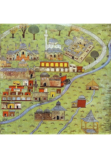 Matrakçı Nasuh Minyatürleri Doğal Taş Bardak Altlığı 4'lü Set - Natural Stone Coasters - Taş Çok Renkli