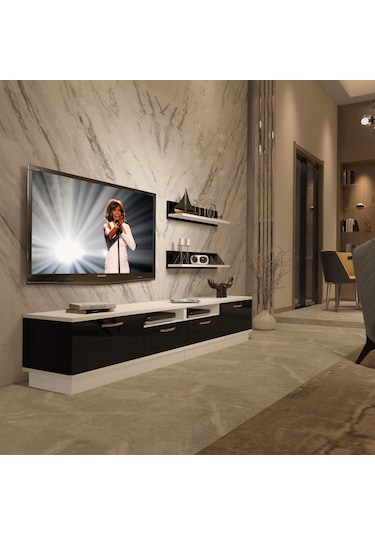 Decoraktiv Trendstyle 220r Slm Tv Ünitesi Tv Sehpası Beyaz - Siyah