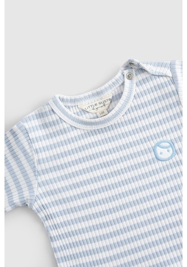 Organik Pamuklu Kaşkorse Modal Mavi Bebek Takımı Mavi