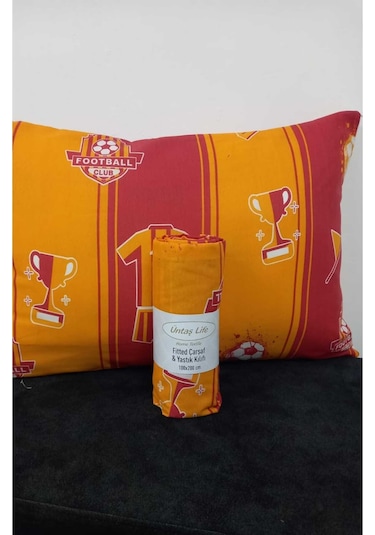 Üntaş Serenat Taraftar Tek Kişilik Lastikli Çarşaf + Yastik Kılıfı Sarı - Kırmızı