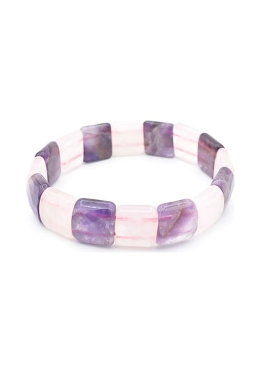 Murty99 Hakiki Pembe Kuvars Ametist Taşı Bileklik Mor