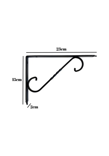 Raf Altı Ferforje Demir Tutucu L Raf Demiri Duvar Sabitleyici Metal Siyah 3 Adet 23cm X 15cm Siyah