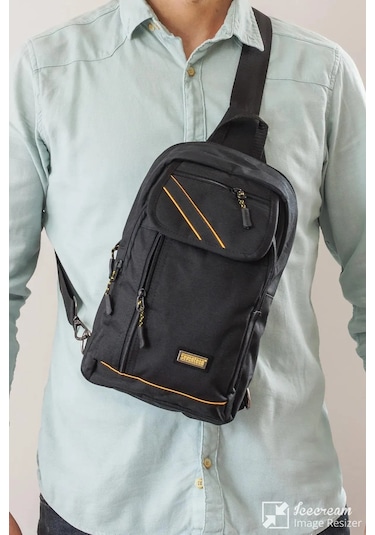 Çapraz Sırt Omuz Göğüs Su Geçirmez Askılı Unisex Siyah Çanta Siyah