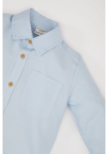 DeFacto Erkek Bebek Jakarlı Uzun Kollu Gömlek D9336A525SPBE343 Mavi