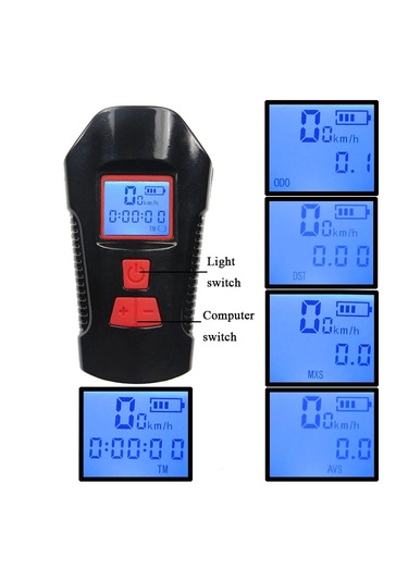 Techtic Lcd Hız Göstergeli Su Geçirmez 1500mah Kornalı Bisiklet Mavi - Siyah