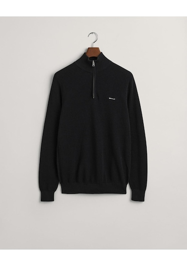 Gant Erkek Siyah Regular Fit Yarım Fermuarlı Kazak-10746 5-siyah