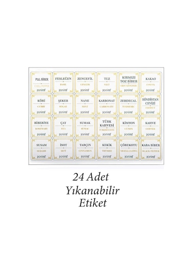 Porsima 430-GR Çok Amaçlı Etiketli Baharatlık Saklama Kabı Antrasit 600 ML 12'li