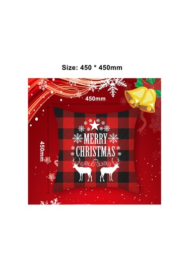 Monyee Noel Dekorasyon Kırmızı Kare Desenli 45x45 Cm Fiber Yastık Kılıfı - Tek Taraflı Modern Stili, Ev/ofis/ Araba İçin Uygun Tpr215-4 Çok Renkli