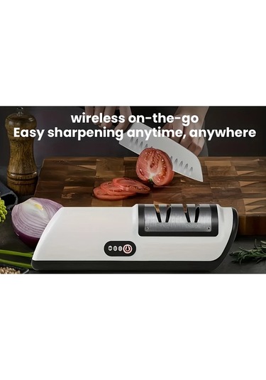 Elmpaly Beyaz 2 Hızlı Usb Şarjlı Taşınabilir Bıçak Bileyici