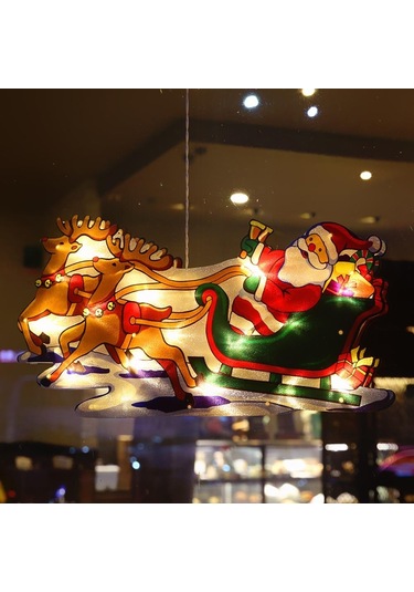 3d Noel Baba Ve Geyikli Duvar Işığı, Fişli Ağaç Süsü, Günışığı Renkli Yılbaşı Noel Ev Dekoru Süsleme Gün Işığı - Sarı