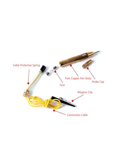Lemestar Otomotiv Devre Test Kalemi: 6v-24v Araç Elektrik Devresi Kontrolü İçin Bakır Uçlu Test Aleti
