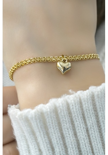 Kalpli Bismark Bileklik 14 Ayar Altın - Yeşil