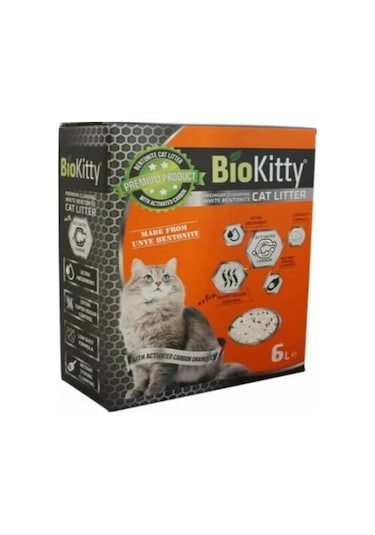 Biokitty Bentonit İnce Taneli Aktif Karbonlu Kedi Kumu 6 L