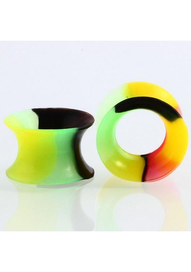 Suntek 11 Çift Esnek Silikon Alevlendi Fişler Tünel Kulak 12mm Çok Renkli