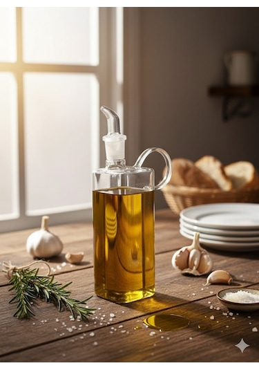 Qerhome Borosilikat Cam Eleganze Yağlık & Sosluk 400 Ml 1 Adet Şeffaf