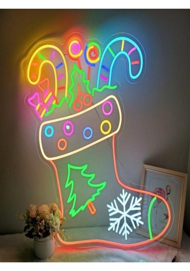 Twins Led Yılbaşı Çorabı Neon Tabela Çokrenkli Model:model:22563366 Çok Renkli