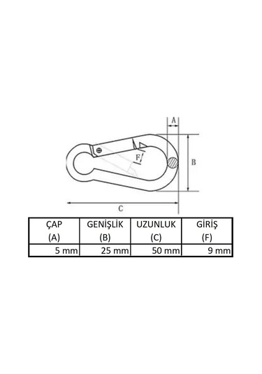 Galvanizli Karabina, 5 Mm, Askı, Çengel, Kanca, Anahtarlık