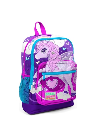Coral High Mor-pembe Unicorn Baskılı İlkokul ve Günlük Sırt Çantası 23708