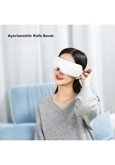 TechTic Bluetooth Müzikli Göz Masaj Aleti Dinlendirici Isı Destek Beyaz