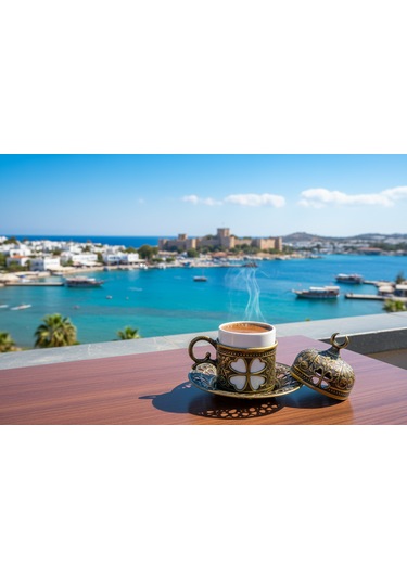 Yonca Desenli 6 Kişilik Porselenli Kapaklı 24 Parça Antik Renk Fincan Seti Yeşil - Sarı