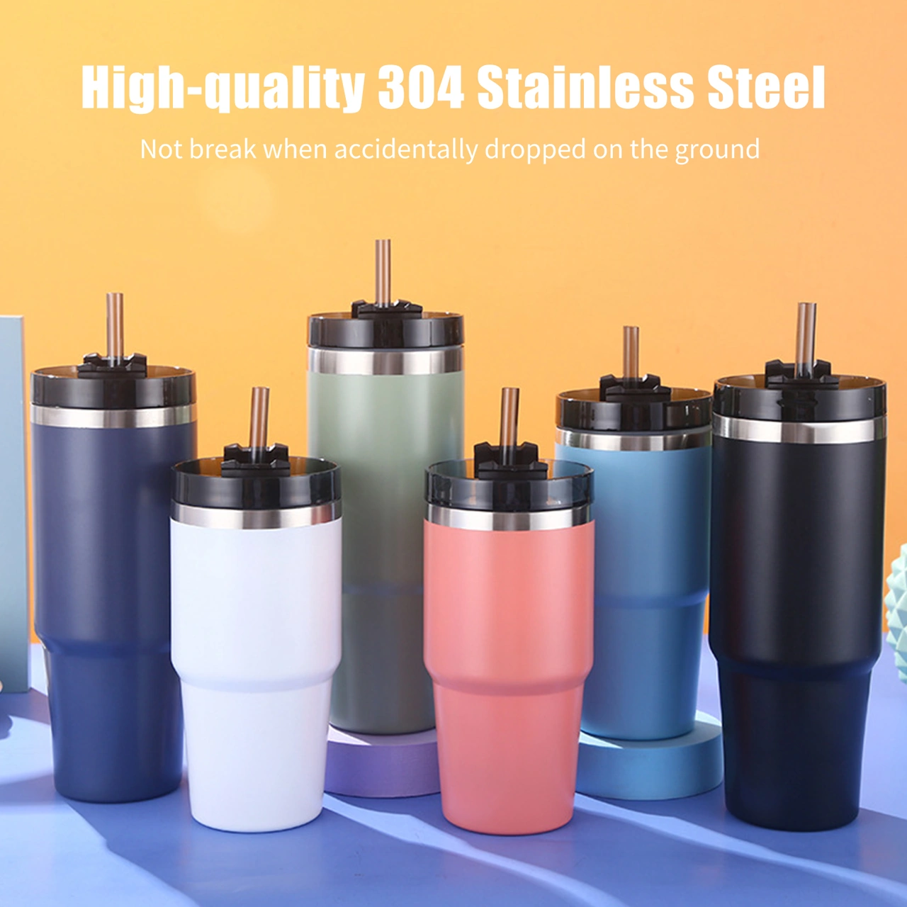 Shineyee 304 Paslanmaz Çelik Isı Saklama Bardak, 20oz, 6-12 Saat Sıcak/soğuk Tutar, Pipetli Kapaklı, Araç/seyahat/kamp Uygun Mavi