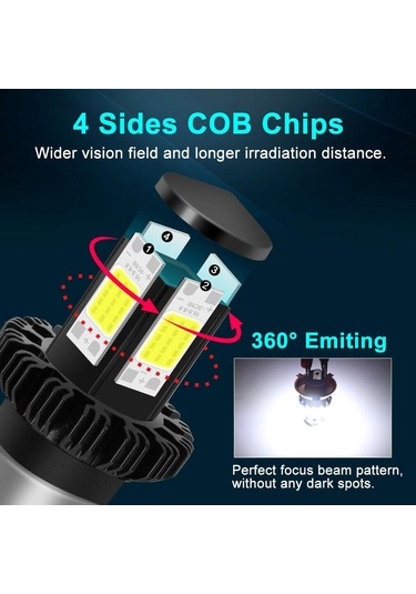 Motosiklet Kafa Lambası Ampulleri H6 Ba20d H4 Led Hi Lo Işın Moto Led Far Motosiklet Led Lambalar Dönüşüm Kiti Ampuller 1200lm 6000 K H4