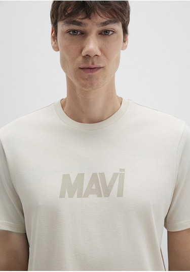 Mavi - Mavi Logo Baskılı Bej Tişört 0612896-70134 Bej