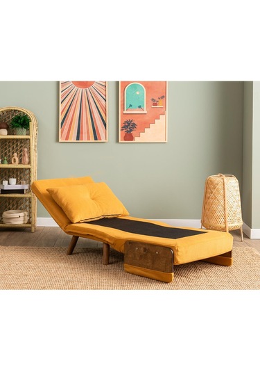 Pafu Cosmo Tekli Katlanır Yataklı Koltuk - Bohem Hardal Hardal