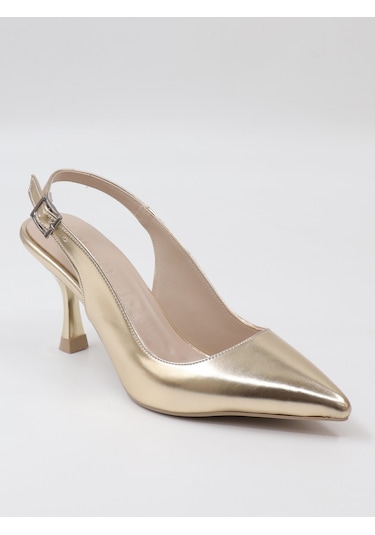 Nesilshoes Nesil Shoes Özma 202 Altın Topuklu Kadın Sandalet