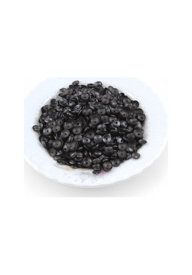 Mat Siyah 6 Mm Ortadan Delikli Pirinç Pul Payet 30 Gr 300 Adet