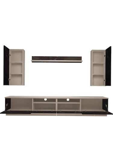 Decoraktiv Trendstyle 5220ds Slm Tv Ünitesi Tv Sehpası Beyaz - Siyah Mermer