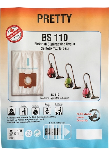 X-Bag Fakir Pretty Bs 110 Süpürge Toz Torbası 10 Adet Standart