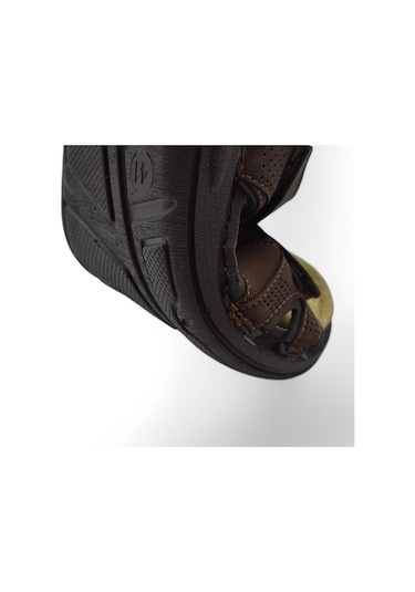 240105 Ortopedik Taban Erkek Sandalet Erkek Cırtlı Sandalet Kahverengi