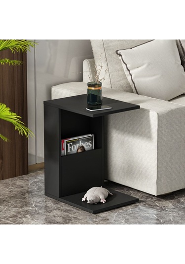 Bono Tekerlekli C Sehpa - Siyah Siyah