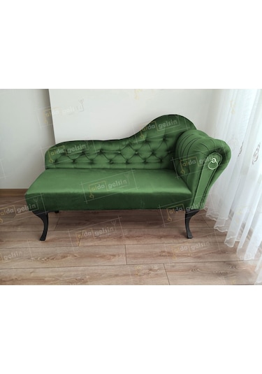 Ters Kol Dekoratif Bihter Koltuk Josefin Puf 120 Cm Siyah Ayak Pembe