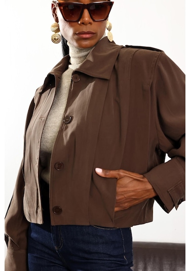 Kahverengi Piliseli Bomber Ceket Kahverengi