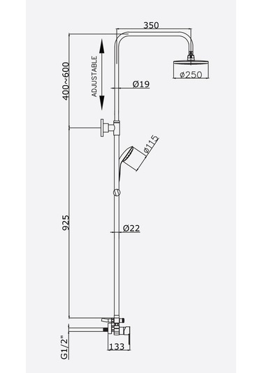 Adell Lento Rain Duş Sistemi Krom - Duş Bataryası Dahil Krom