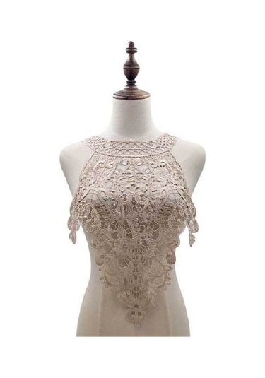 Açık Kahverengi İşlemeli Dantel Yaka Çiçek Üç Boyutlu İçi Boş Sahte Yaka Dıy Giyim Aksesuarları