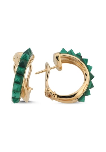 Malahit Taşlı Altın Küpe