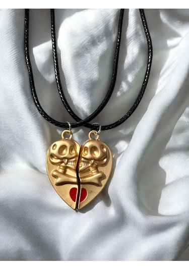 Gold Kuru Kafa Kalp Iki Adet Mıknatıslı Çift Kalp Sevgili Metal K Çok Renkli