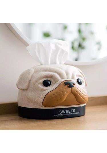 Mavi Köpek-komik Köpek Kafası Doku Kutusu Kağıt Havlu Doku Kutusu Karikatür Sevimli Ev Masa Araba Dekor Peçete Mendil Konteyner Malzemeleri