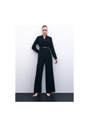 Sateen Kemerli Salaş Tulum - Siyah