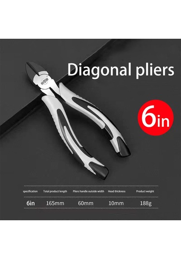 Aubyhe 6" Elektrikçi Testere, Anti Kayma Kollu, Tel Kesme-soğutma Ve Presleme Özellikli, Krom Vanadyum Çelik Ayna Ağızlı Pense