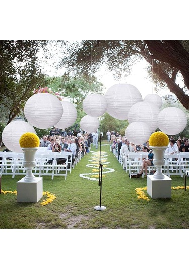 Tenfowee Beyaz Dairesel Kağıt Fener Seti 4 Adet Her Boyut: 4",6",8",10",12" - Toplam 20 Adet - Bayram, Düğün, Parti Ve Ev Dekorasyonu Asılı Aydınlatma