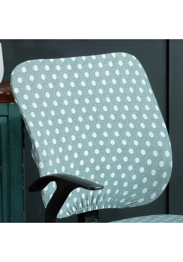 Suntek Ev İçin Döner Sandalye Ofis Koltuğu Arkalık Örtüsü Slipcover Dots Green