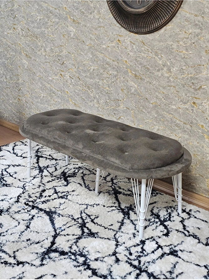 Ufo Oturak Bench - Beyaz Boyalı Telli Ayak - Oturak - Bench - Puf Çok Renkli