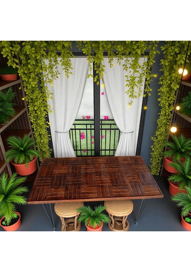 Ahşap Ceviz Renk Balkon Bahçe Masası Çay Kahve Mutfak Yemek Masa